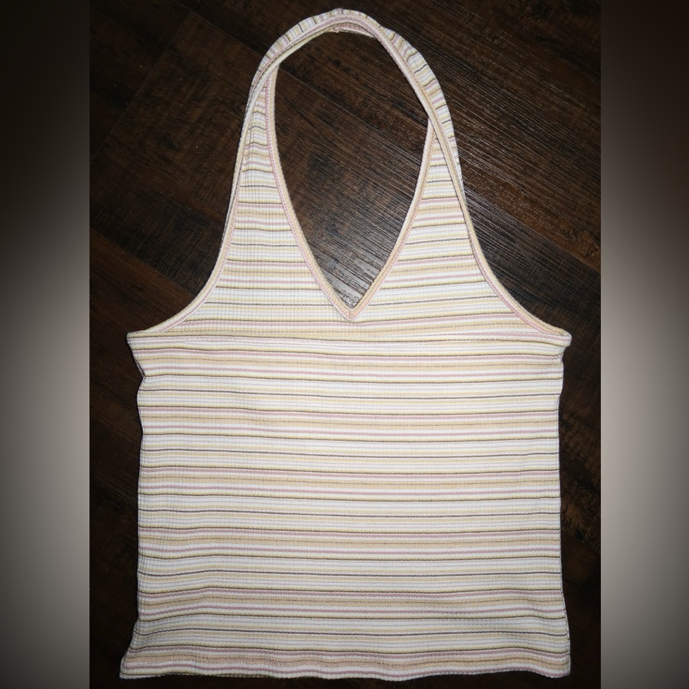 American Eagle Outfitters Ribbed V-Neck Halter Tank - Picture 3 of 3